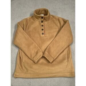 J.Crew Men’s Medium Fleece Pullover Button Neck Camel Tan